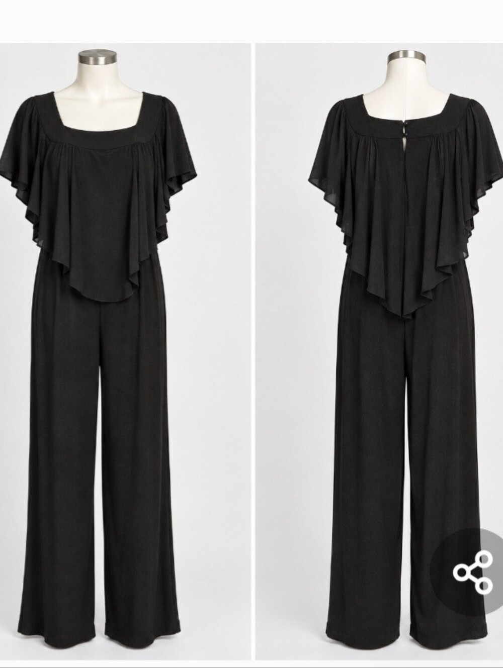 Emma & Michele Black Ruffled Wide-Leg Jumpsuit